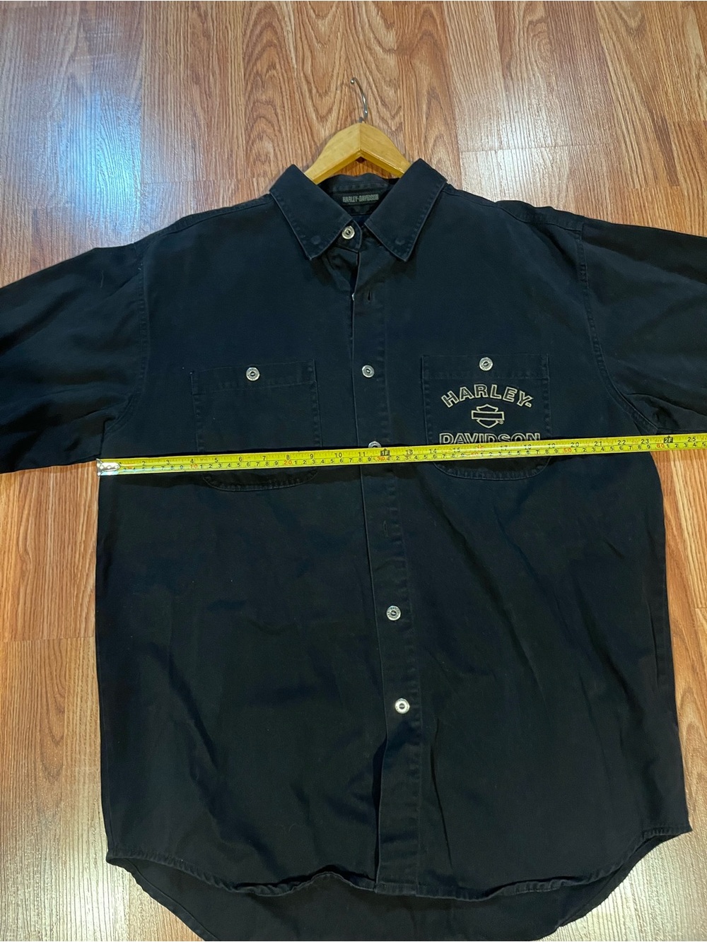 Harley-Davidson Black Long-Sleeve Button-Down Shirt with Chest Logo - Picture 11 of 12